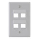 Angled Faceplate with 4-Angled Ports for EZ®/HD Style in Single Gang - White IC107DA4WH Angled Faceplate with 4-Angled Ports for EZ®/HD Style in Single Gang - White IC107DA4WH